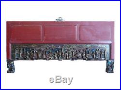 Vintage Red Golden Scenery Carved Decor Wall Panel s585