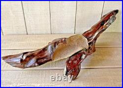Vintage Redwood Burl & Pounded Copper Art Sculpture Handmade