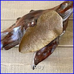 Vintage Redwood Burl & Pounded Copper Art Sculpture Handmade