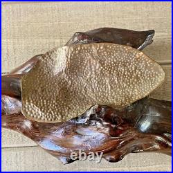 Vintage Redwood Burl & Pounded Copper Art Sculpture Handmade