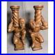 Vintage Renaissance Figural Hand Carved Reclaimed Wood Sculpture set of 2