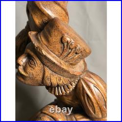 Vintage Renaissance Figural Hand Carved Reclaimed Wood Sculpture set of 2