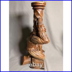 Vintage Renaissance Figural Hand Carved Reclaimed Wood Sculpture set of 2