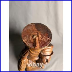 Vintage Renaissance Figural Hand Carved Reclaimed Wood Sculpture set of 2
