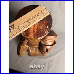 Vintage Renaissance Figural Hand Carved Reclaimed Wood Sculpture set of 2