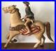 Vintage Revolutionary War Soldier on? Horse Hand Carved Wood Folk Art Sculpture