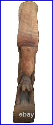 Vintage Roger Francois Art Sculpture Haitian Artist Figural Person Carved Wood