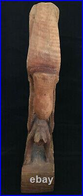 Vintage Roger Francois Art Sculpture Haitian Artist Figural Person Carved Wood