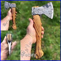 Vintage Russian Camping Axe Carving Hatchet Hand Carved Ash Wood Handle