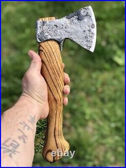 Vintage Russian Camping Axe Carving Hatchet Hand Carved Ash Wood Handle