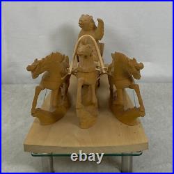 Vintage Russian Handmade 17 SIBERIAN BEAR Driving TROIKA Carved Wood Sculpture