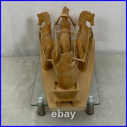 Vintage Russian Handmade 17 SIBERIAN BEAR Driving TROIKA Carved Wood Sculpture