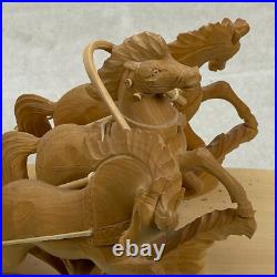 Vintage Russian Handmade 17 SIBERIAN BEAR Driving TROIKA Carved Wood Sculpture