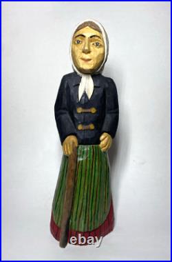 Vintage S. Szymczyk Polish Folk Art Hand Carved Wood Woman Sculpture 13