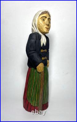 Vintage S. Szymczyk Polish Folk Art Hand Carved Wood Woman Sculpture 13