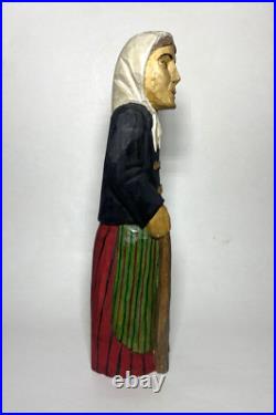 Vintage S. Szymczyk Polish Folk Art Hand Carved Wood Woman Sculpture 13
