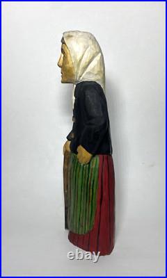 Vintage S. Szymczyk Polish Folk Art Hand Carved Wood Woman Sculpture 13