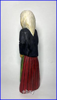 Vintage S. Szymczyk Polish Folk Art Hand Carved Wood Woman Sculpture 13