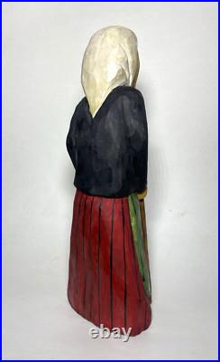 Vintage S. Szymczyk Polish Folk Art Hand Carved Wood Woman Sculpture 13