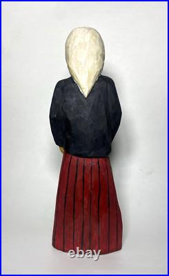 Vintage S. Szymczyk Polish Folk Art Hand Carved Wood Woman Sculpture 13