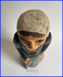 Vintage S. Szymczyk Polish Folk Art Hand Carved Wood Woman Sculpture 13