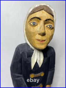 Vintage S. Szymczyk Polish Folk Art Hand Carved Wood Woman Sculpture 13