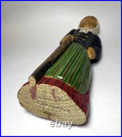 Vintage S. Szymczyk Polish Folk Art Hand Carved Wood Woman Sculpture 13