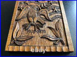 Vintage SIGNED EDWIN BRACHER Folk Art Bellamy Style Eagle Wood Carving Americana
