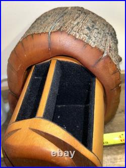 Vintage SPANCRAFT Hand Carved Wooden Trinket Dual Drawer Jewelry Box