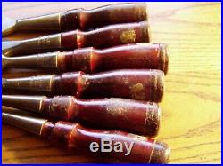 Vintage STANLEY #750 set of 6 bevel edge socket chisels old wood carving tools