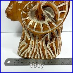 Vintage Sarreid Ltd Hand-Carved Spanish Wooden Ram Head Bust Sculpture Figurine
