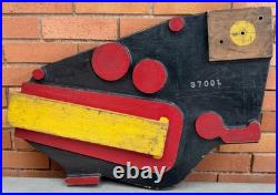 Vintage Sculptural Carved Wood Foundry Art Object Modern Black Yellow Red