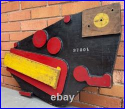 Vintage Sculptural Carved Wood Foundry Art Object Modern Black Yellow Red