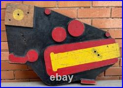 Vintage Sculptural Carved Wood Foundry Art Object Modern Black Yellow Red