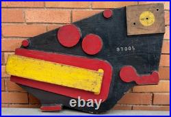 Vintage Sculptural Carved Wood Foundry Art Object Modern Black Yellow Red