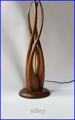 Vintage Sculptural Modeline Wrapping Wood Table Lamp Mid Century Modern