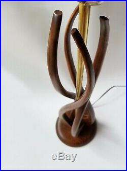 Vintage Sculptural Modeline Wrapping Wood Table Lamp Mid Century Modern