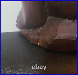 Vintage Sculpture Hand Carved Wooded Headhunter Tribal Warrior Statue 23 Tall