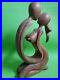 Vintage Sculpture Love Couple Kissing H 12 One Solid Piece Wood Handcrafted