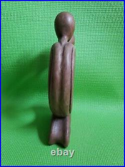 Vintage Sculpture Love Couple Kissing H 12 One Solid Piece Wood Handcrafted