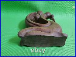 Vintage Sculpture Love Couple Kissing H 12 One Solid Piece Wood Handcrafted