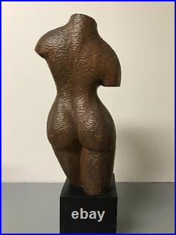 Vintage Sculpture Wood Carving Female Nude Torso Abstract Modern 20in Tall