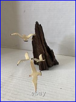 Vintage Seagulls 3D Flying Cliff Mountain Wood Sculpture Decor Birds RARE
