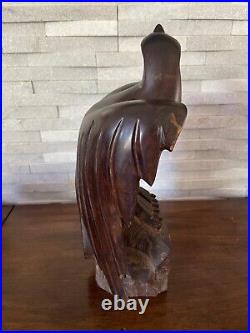 Vintage Seri Ironwood Eagle Sculpture 1960's One Piece Live Edge Base 16 13lbs