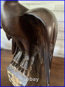 Vintage Seri Ironwood Eagle Sculpture 1960's One Piece Live Edge Base 16 13lbs