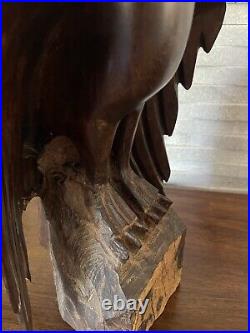 Vintage Seri Ironwood Eagle Sculpture 1960's One Piece Live Edge Base 16 13lbs