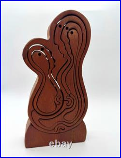 Vintage Signed Bob Ameri Wood Puzzle Mid Cenutury Modern Sculpture MCM
