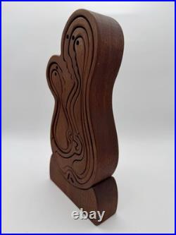 Vintage Signed Bob Ameri Wood Puzzle Mid Cenutury Modern Sculpture MCM