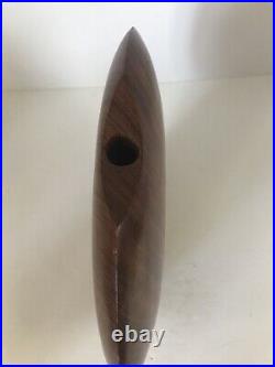 Vintage Signed Bubinga Heavy Wood Vase Sculpture Modernist Mid Century Modern