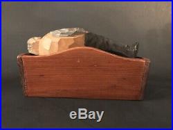 Vintage Signed GUNNARSSON Wood Flat Plane Carving- Man Sleeping on Bench/8 wide